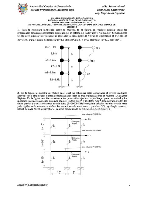 Ta Practica Ing Sismorresistente Respuesta S Smica De Sistemas De