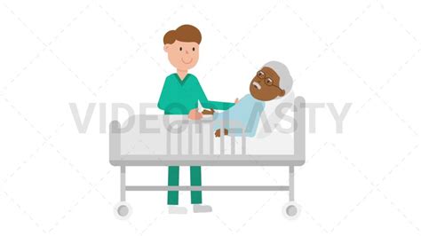 Nurse Taking Care Of Black Patient In A Bed Royalty Free Stock