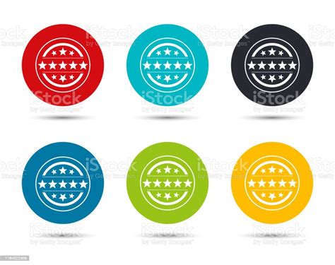 Premium Badge Icon Flat Round Button Set Illustration Design Stock Illustration Download Image