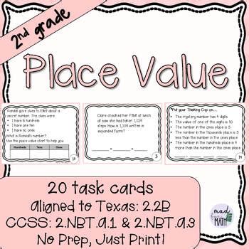 NEW Second Grade Place Value Task Cards 2 2B 2 NBT A 1 2 NBT A 3