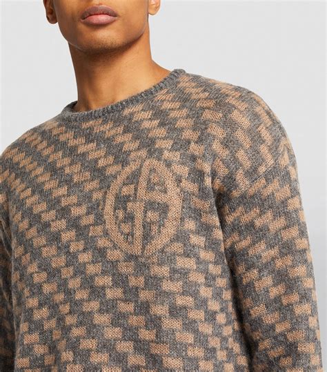 Mens Giorgio Armani Multi Mohair Blend Logo Sweater Harrods Uk