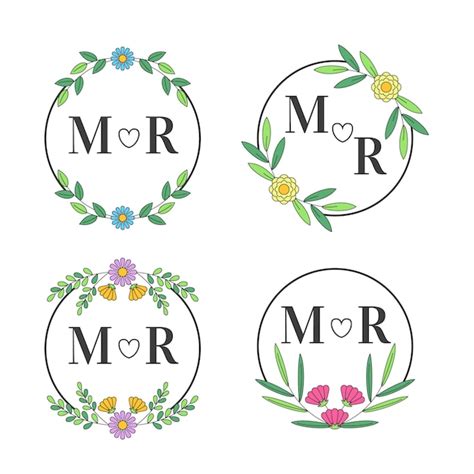 Monogramas Florales De Boda Vector Gratis