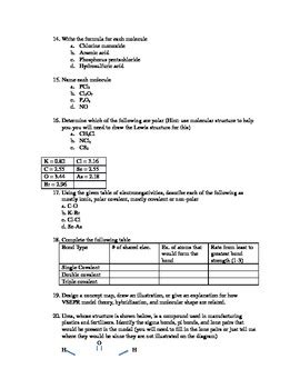 Compound And Bonding Unit Test By Avery Learning Lab Tpt