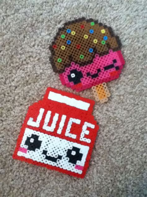 Perler Bead Kawaii Food So Cute Popsicle Juice Box Perler Beads Designs Melty Bead