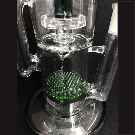 Clear Glass Water Pipe With Green Accents Percolators And Recycler