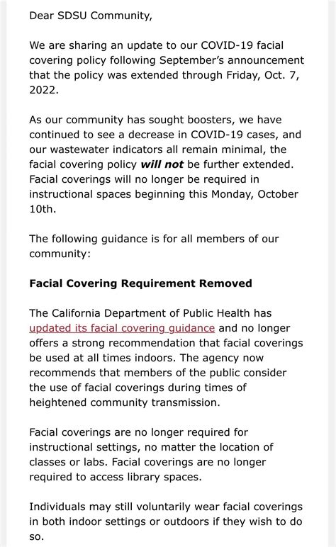 No more face masks in classrooms. I am actually somewhat surprised : r/SDSU