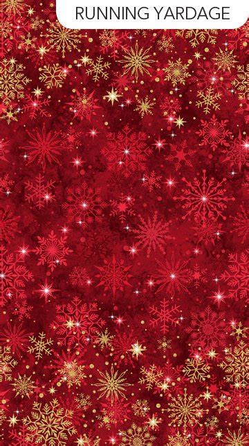 Specialty Fabrics Red And Gold Metallic Snowflakes Border On Red