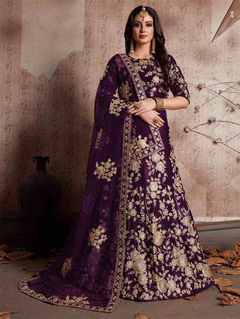 Purple Velvet Silk Designer Lehenga Choli With Zari Embroidery Lehenga Designs Bridal Lehenga