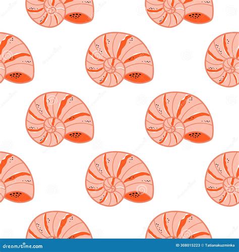 Pink Sea Shells Seamless Pattern Vector Summer Hand Drawn Underwater