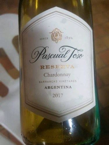 Pascual Toso Reserva Chardonnay Barrancas Vineyards Vivino Brasil