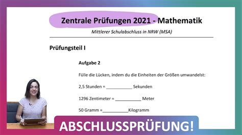 ZP 10 NRW Mathe 2021 Mittlerer Schulabschluss Realschule MSA Teil 1