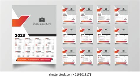 One Page Wall Calendar Design Stock Vector Royalty Free