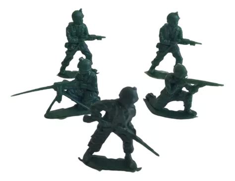 Kit 5x Bonecos Soldados Plástico Guerra Exército Soldadinhos