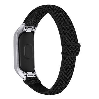 Bracelet en nylon élastique réglable tressée noir pour votre Samsung