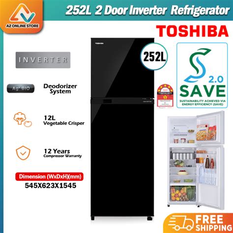 Toshiba Refrigerator 252l Urban Black Inverter A Series Fridge