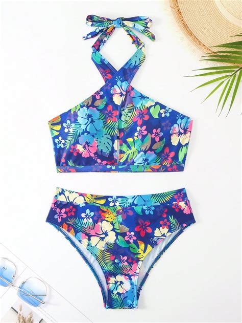 Bikini Ras Du Cou Imprim Floral Mode En Ligne Shein France