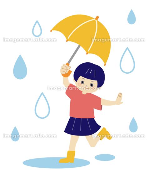 雨の日に傘をさす女の子のイラスト素材 219383398 イメージマート