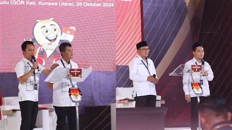 Debat Perdana Pilkada Konut 2024 Paslon 01 Dan 02 Adu Program Dan Visi