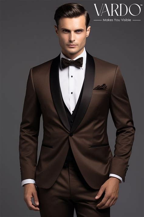 Elegant Coffee Brown Tuxedo Suit For Men Premium Formal Wear Tailored