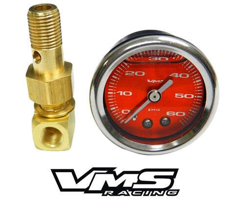 60 Psi Liquid Filled Fuel Pressure Gauge 0 60 Psi With Adapter For Hon Vms Racing