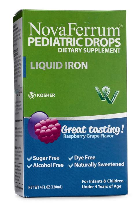 NovaFerrum Pediatric Drops Liquid Iron Supplement for Infants and Toddlers 120 m - Water Flavor ...