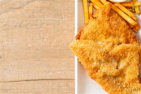 Fish And Chips Fried Fish Fillet With Potatoes Chips 12515804 Stock