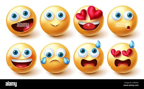 Vektorset für Emoji Zeichen Emojis Charakter niedlich Gesichter