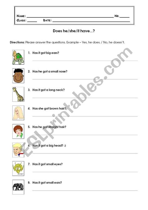 Does He She It Have Esl Worksheet By Csofia