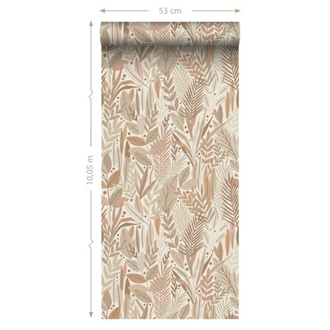 Estahome Behang Bladeren Beige En Licht Terracotta X Cm