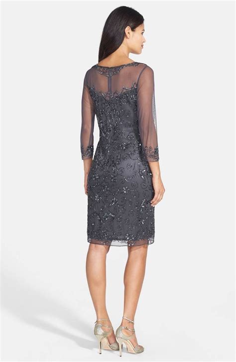 Main Image Pisarro Nights Beaded Mesh Sheath Dress Mother Of The