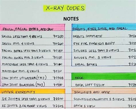 Summarized Xray And CT Scan Exam CPT Codes Etsy