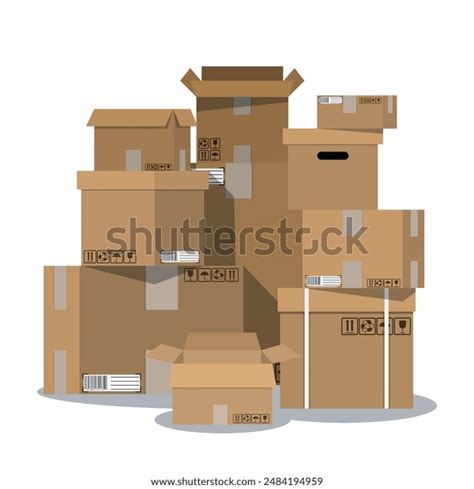 Pile Stacked Sealed Goods Cardboard Boxes Stock Vector Royalty Free