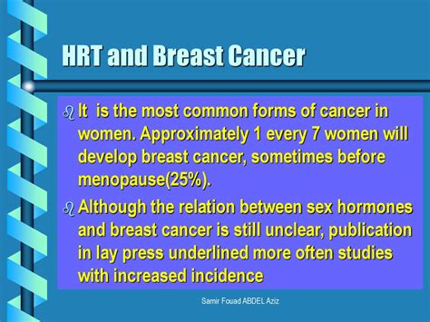 Menopausal Hormone Replacement Therapy And Genital And Breast Cancers