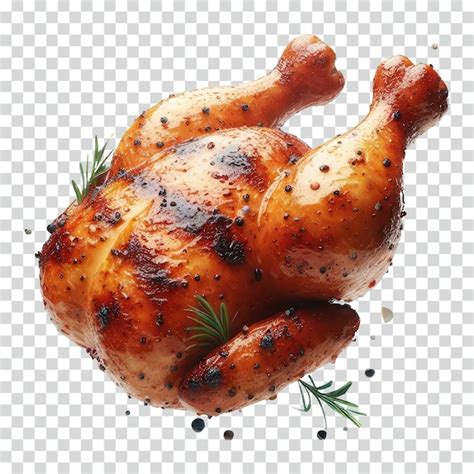 Un Poulet Grill Flottant Sur Un Fond Transparent Psd Premium