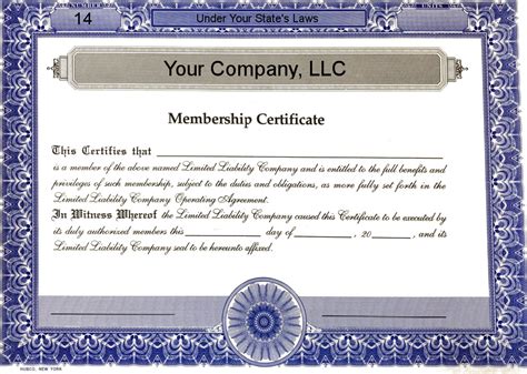 Customize Llc Membership Certificates Online Multicolored Border