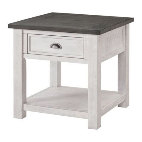 Benjara 24 Square Modern Solid Wood End Table With 1 Drawer In White