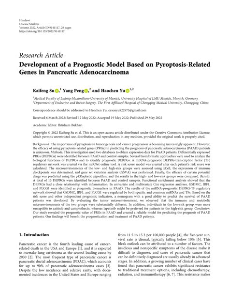 Pdf Development Of A Prognostic Model Based On Pyroptosis Related