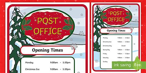 Christmas Post Office Opening Times Role Play Twinkl