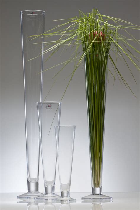 Glasvase CIELO Vase Glas Bodenvase Blumenvase konisch mit Fuß 80 cm