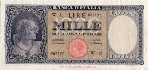 Mille Lire Italia Testina Serie Speciale Sostitutiva W