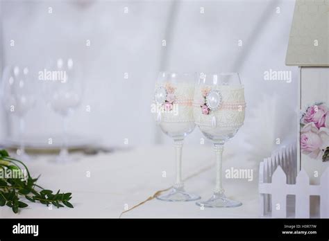 Beautiful Glasses Of Champagne And Wine Wedding Decor Celebration