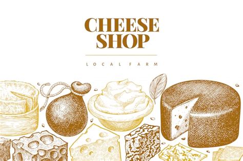 Premium Vector Cheese Design Template Hand Drawn Vector Dairy