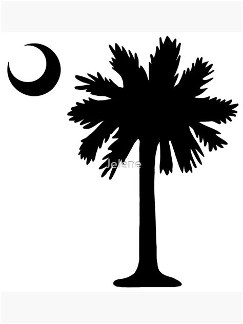 "SC South Carolina State Flag Palmetto Tree and Moon in Black ...