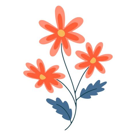 Diseño Png Y Svg De Flores Planas Colores Vivos Naranja Para Camisetas