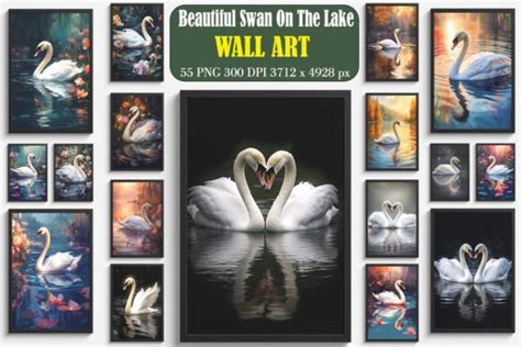 Beautiful Swan On The Lake Wall Art Graphic By Ricco Art · Creative Fabrica