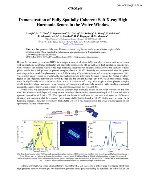 Pdf Demonstration Of Fully Spatially Coherent Soft X Ray High