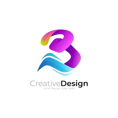 Premium Vector B Logo And Wave Design Template 3d Colorful Style Beach