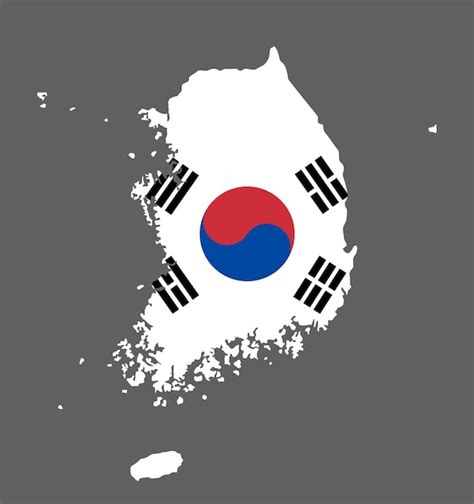 Premium Vector South Korea Map With Flag Asian Cartography