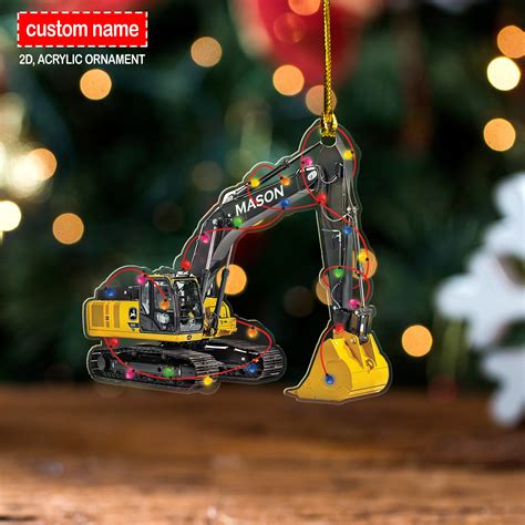 Excavator Christmas Lights Ornament Excavator D Flat Etsy