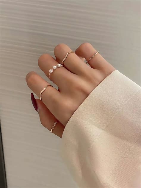 Dainty Stacking Rings Minimal Gold Ring Set Stacking Ring Etsy